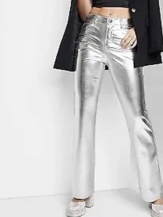 wild fable Pants - Wild Fable Metallic Silver Straight Leg Pants NWT Multiple Sizes